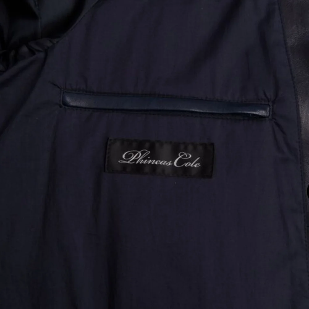 Phineas Cole Leather Riding Jacket with Stripe, Dark Blue - Picture 3 of 10